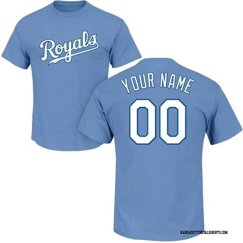 Men's Kansas City Royals ＃00 Custom Light Blue Roster Name & Number T-Shirt