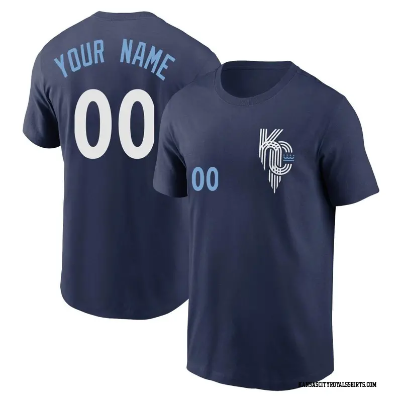 Men's Kansas City Royals ＃00 Custom Navy 2022 City Connect Name & Number T-Shirt