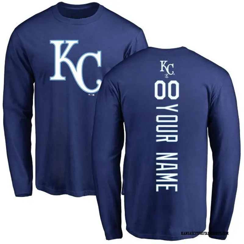 Men's Kansas City Royals ＃00 Custom Royal Backer Long Sleeve T-Shirt