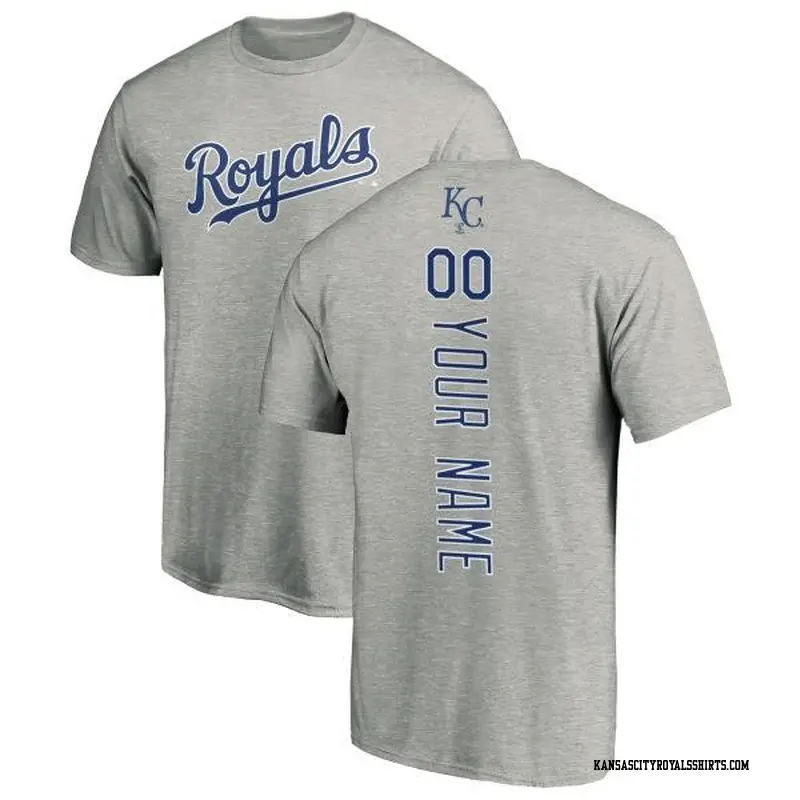 Men's Kansas City Royals ＃00 Custom Royal Backer T-Shirt Ash