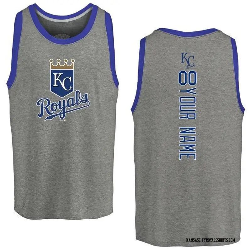 Men's Kansas City Royals ＃00 Custom Royal Branded Backer Tank Top Ash