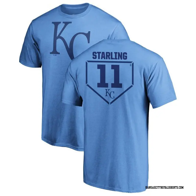 Men's Kansas City Royals ＃11 Bubba Starling Light Blue Branded RBI T-Shirt