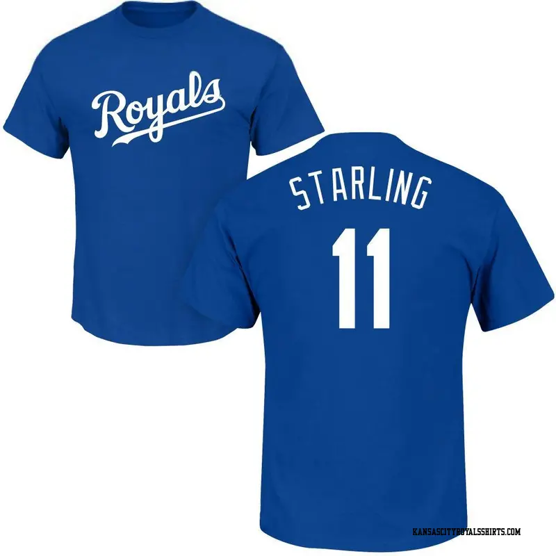 Men's Kansas City Royals ＃11 Bubba Starling Royal Roster Name & Number T-Shirt