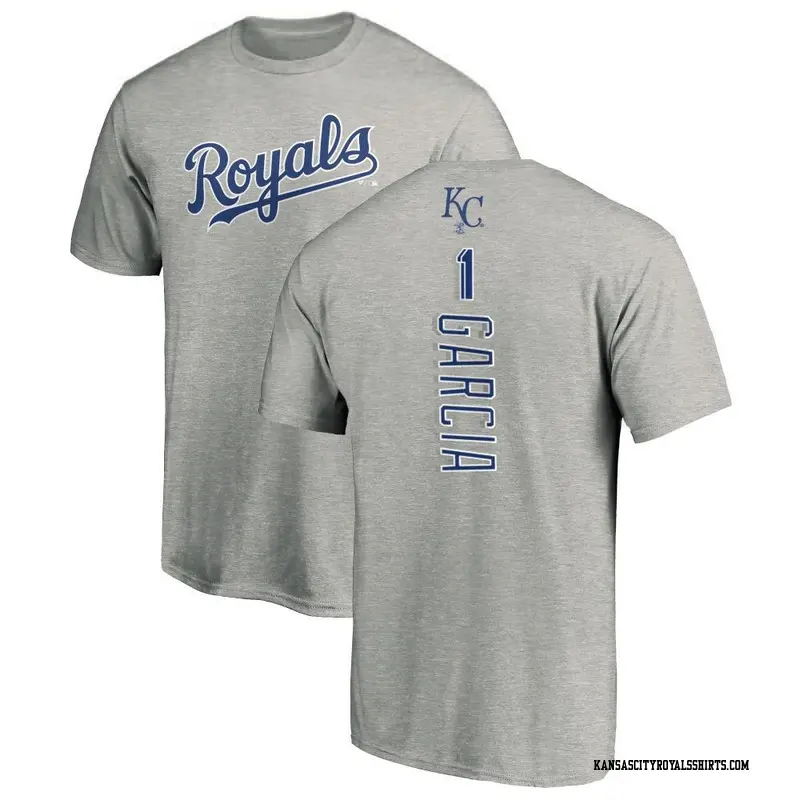 Men's Kansas City Royals ＃11 Maikel Garcia Royal Backer T-Shirt Ash