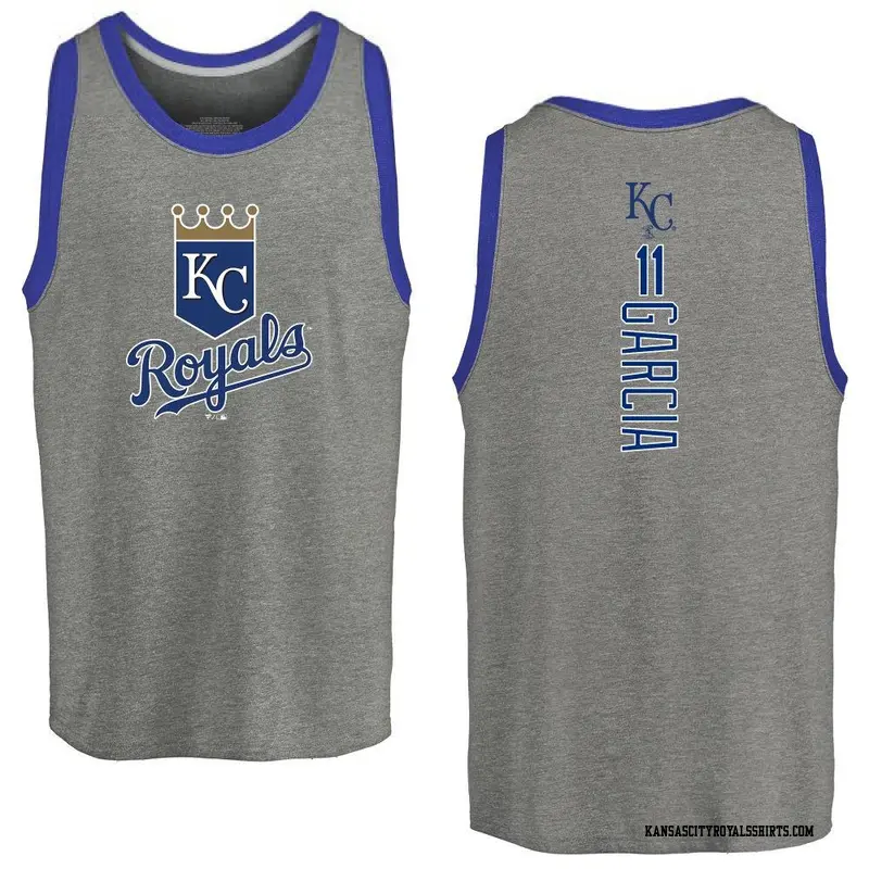 Men's Kansas City Royals ＃11 Maikel Garcia Royal Branded Backer Tank Top Ash