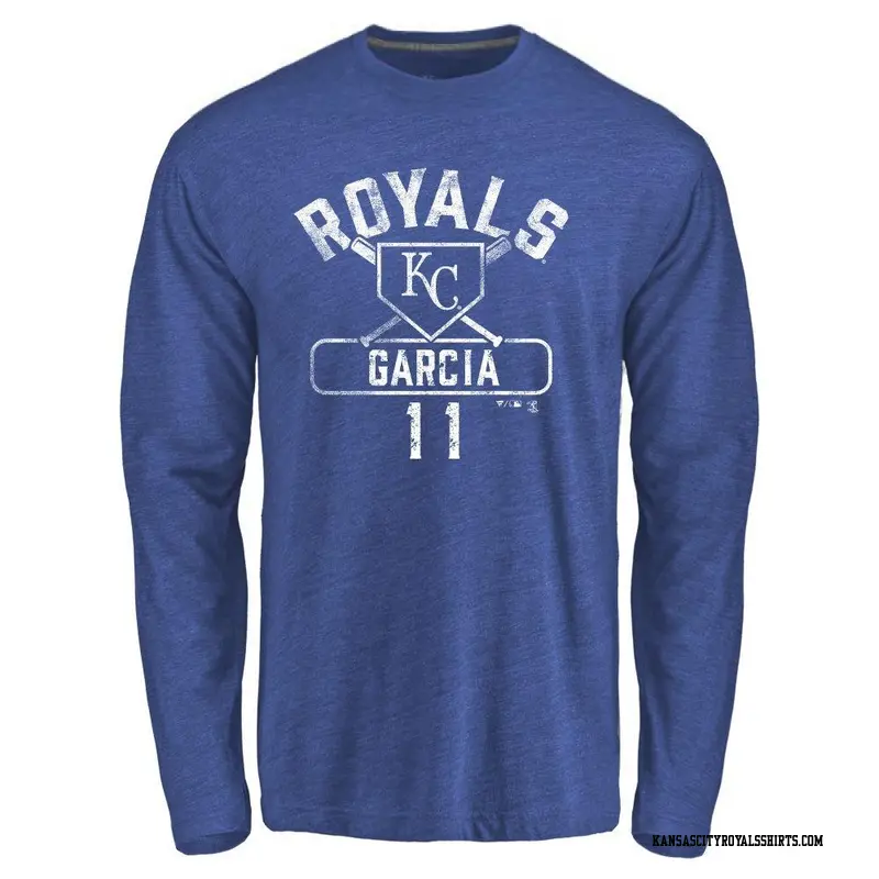 Men's Kansas City Royals ＃11 Maikel Garcia Royal Branded Base Runner Long Sleeve T-Shirt