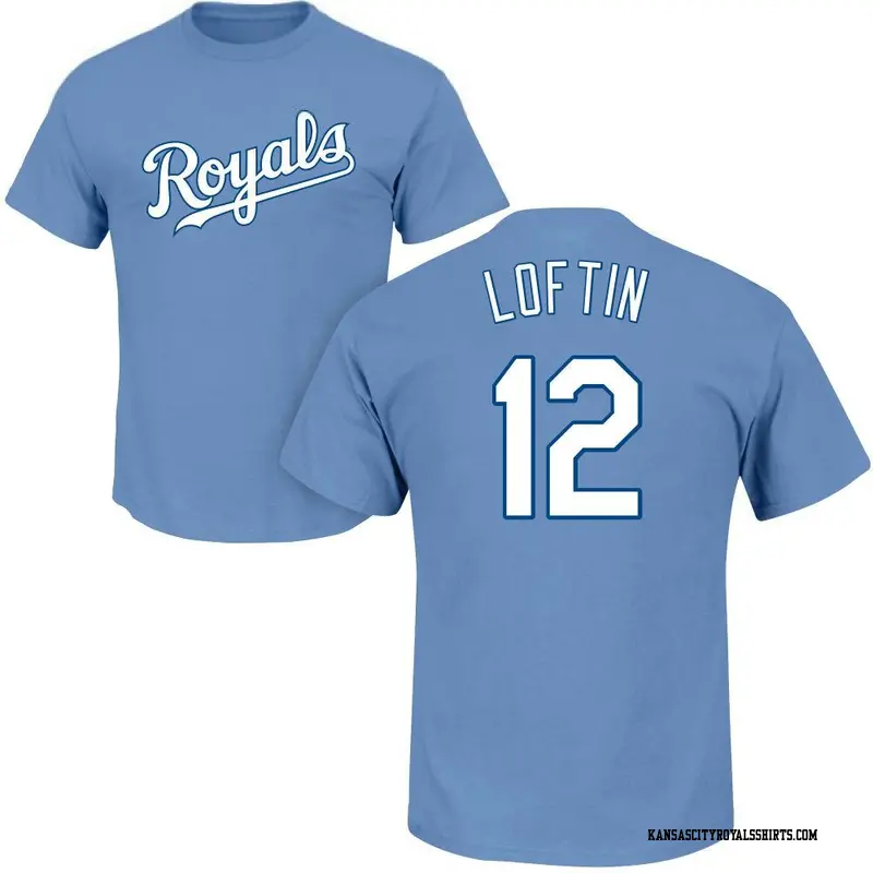 Men's Kansas City Royals ＃12 Nick Loftin Light Blue Roster Name & Number T-Shirt