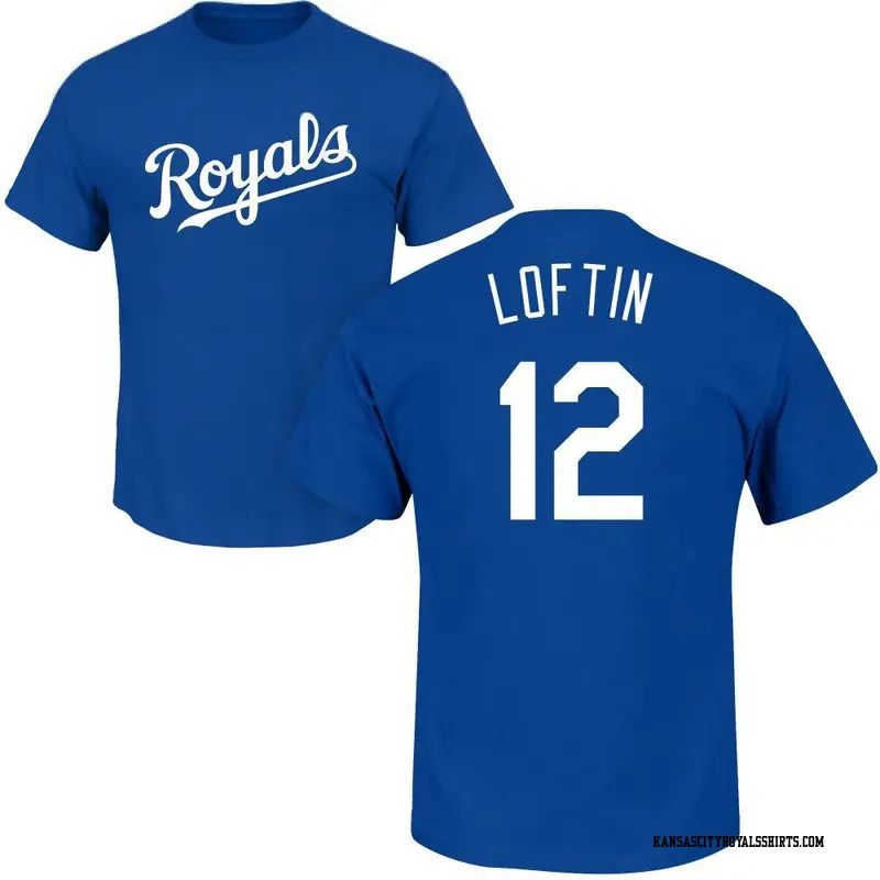 Men's Kansas City Royals ＃12 Nick Loftin Royal Roster Name & Number T-Shirt