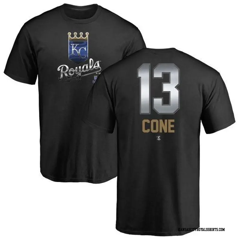 Men's Kansas City Royals ＃13 David Cone Black Branded Midnight Mascot T-Shirt