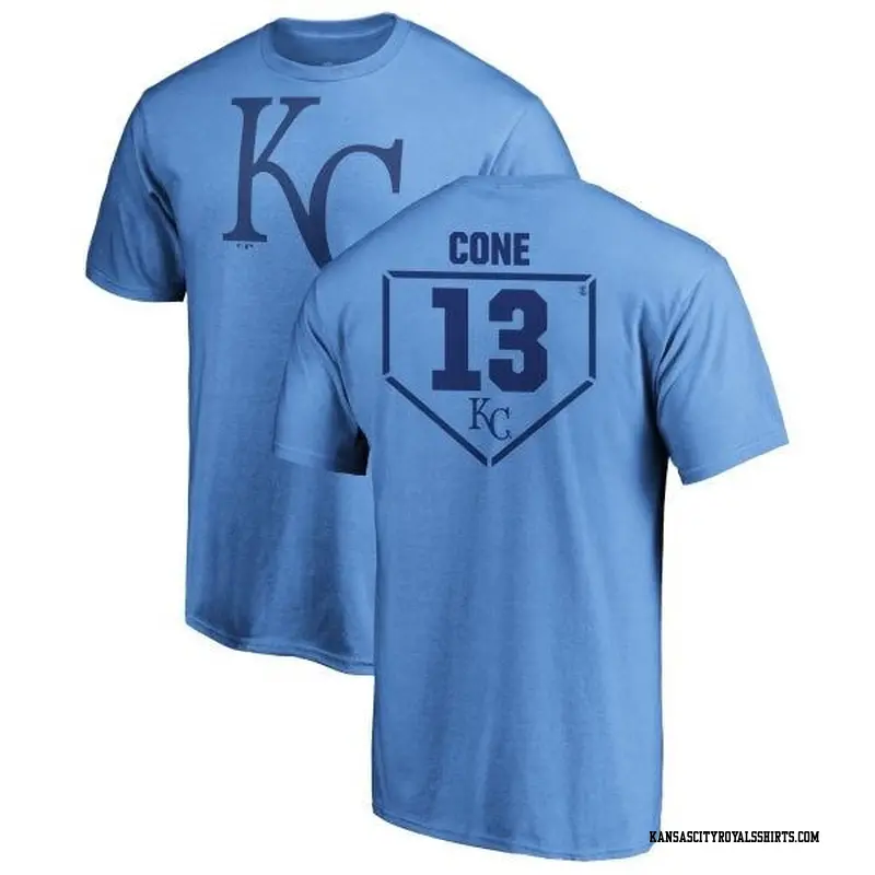 Men's Kansas City Royals ＃13 David Cone Light Blue Branded RBI T-Shirt