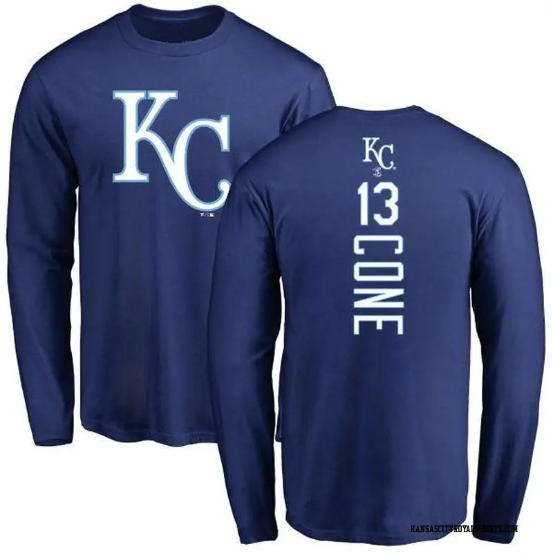 Men's Kansas City Royals ＃13 David Cone Royal Backer Long Sleeve T-Shirt