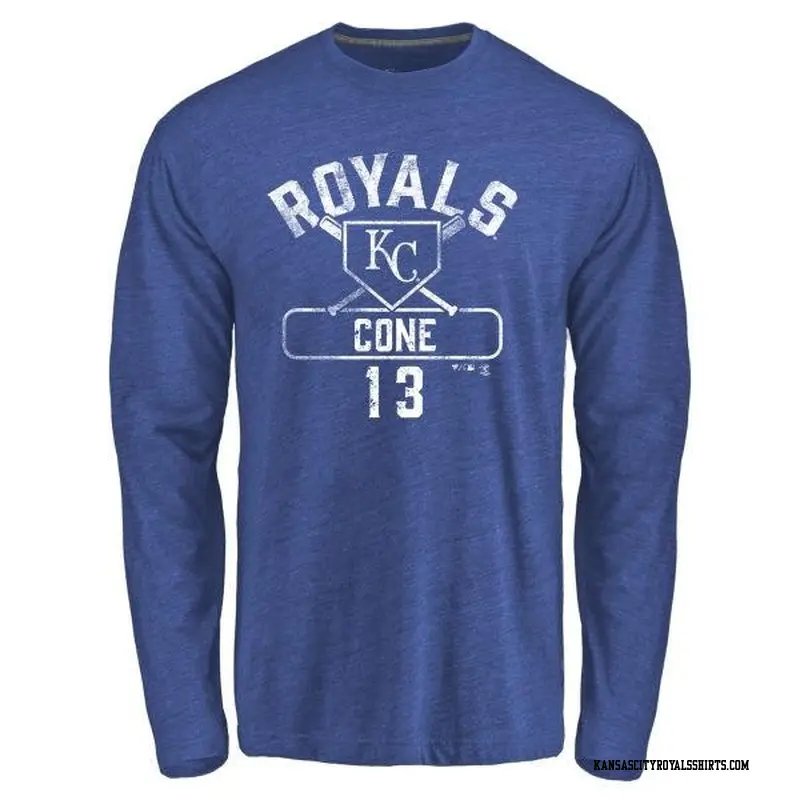 Men's Kansas City Royals ＃13 David Cone Royal Branded Base Runner Long Sleeve T-Shirt