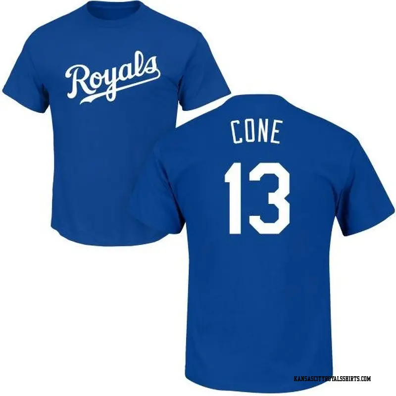 Men's Kansas City Royals ＃13 David Cone Royal Roster Name & Number T-Shirt