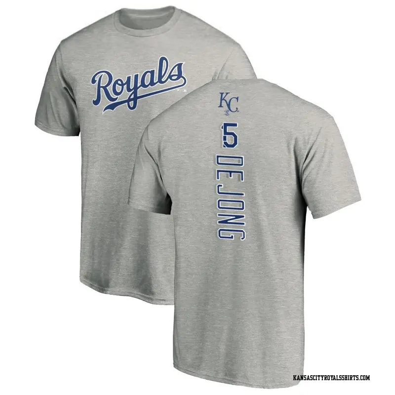 Men's Kansas City Royals ＃15 Paul DeJong Royal Backer T-Shirt Ash