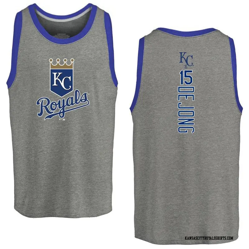 Men's Kansas City Royals ＃15 Paul DeJong Royal Backer Tank Top Ash