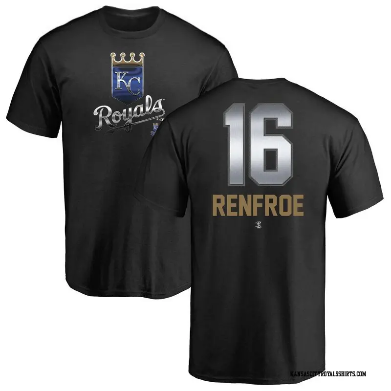 Men's Kansas City Royals ＃16 Hunter Renfroe Black Midnight Mascot T-Shirt