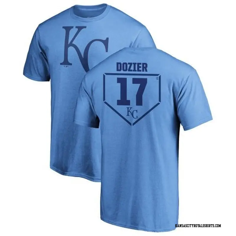 Men's Kansas City Royals ＃17 Hunter Dozier Light Blue Branded RBI T-Shirt