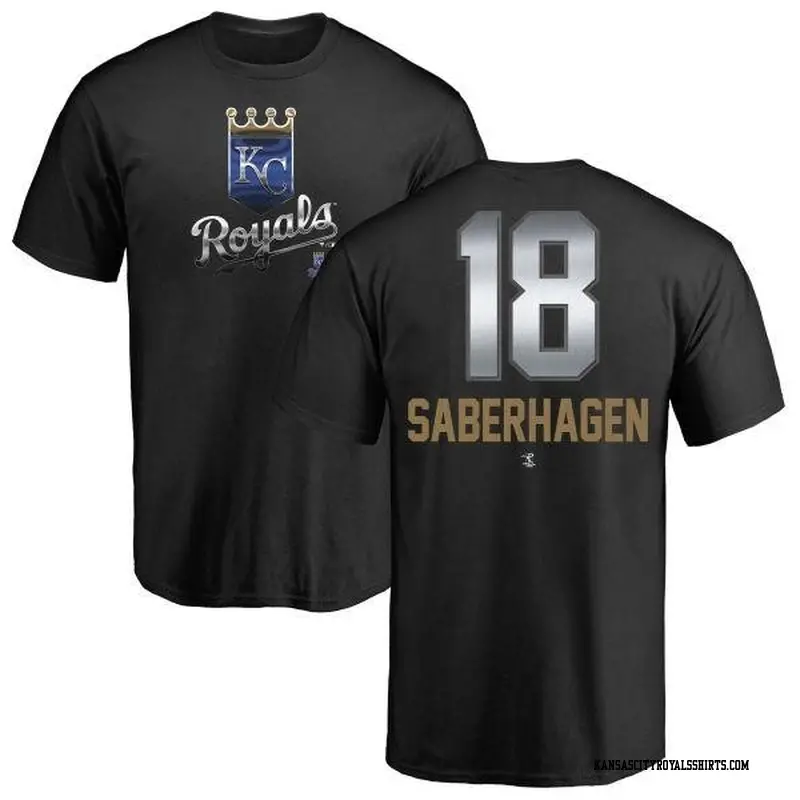 Men's Kansas City Royals ＃18 Bret Saberhagen Black Branded Midnight Mascot T-Shirt