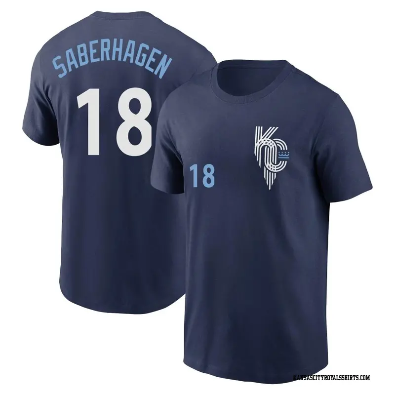 Men's Kansas City Royals ＃18 Bret Saberhagen Navy 2022 City Connect Name & Number T-Shirt