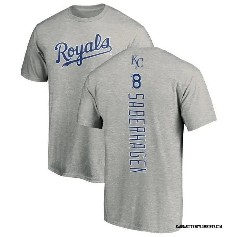 Men's Kansas City Royals ＃18 Bret Saberhagen Royal Backer T-Shirt Ash