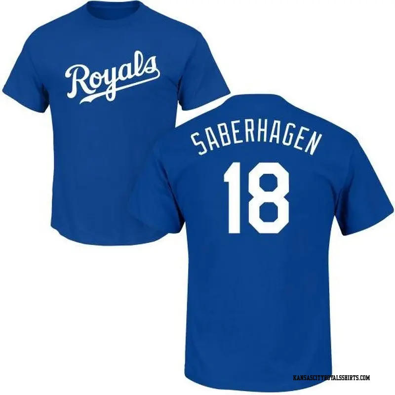 Men's Kansas City Royals ＃18 Bret Saberhagen Royal Roster Name & Number T-Shirt