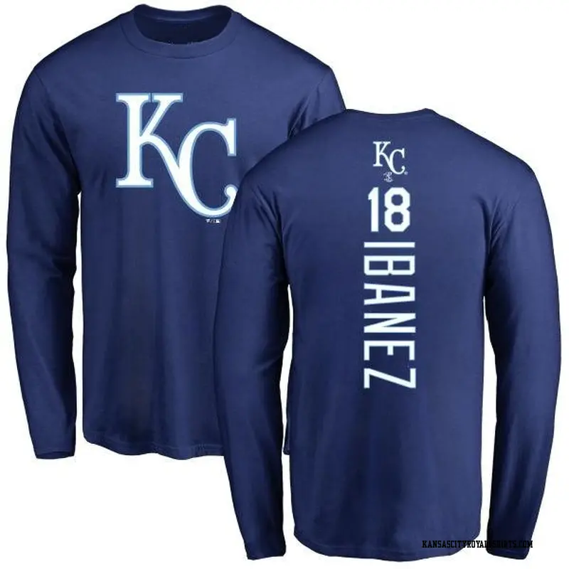 Men's Kansas City Royals ＃18 Raul Ibanez Royal Backer Long Sleeve T-Shirt