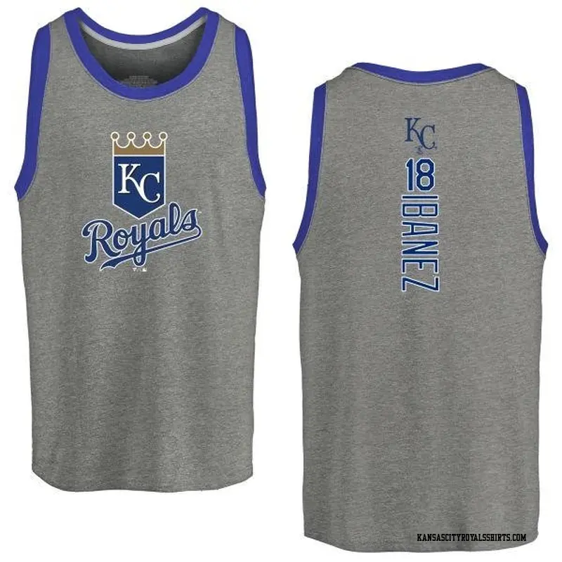 Men's Kansas City Royals ＃18 Raul Ibanez Royal Branded Backer Tank Top Ash