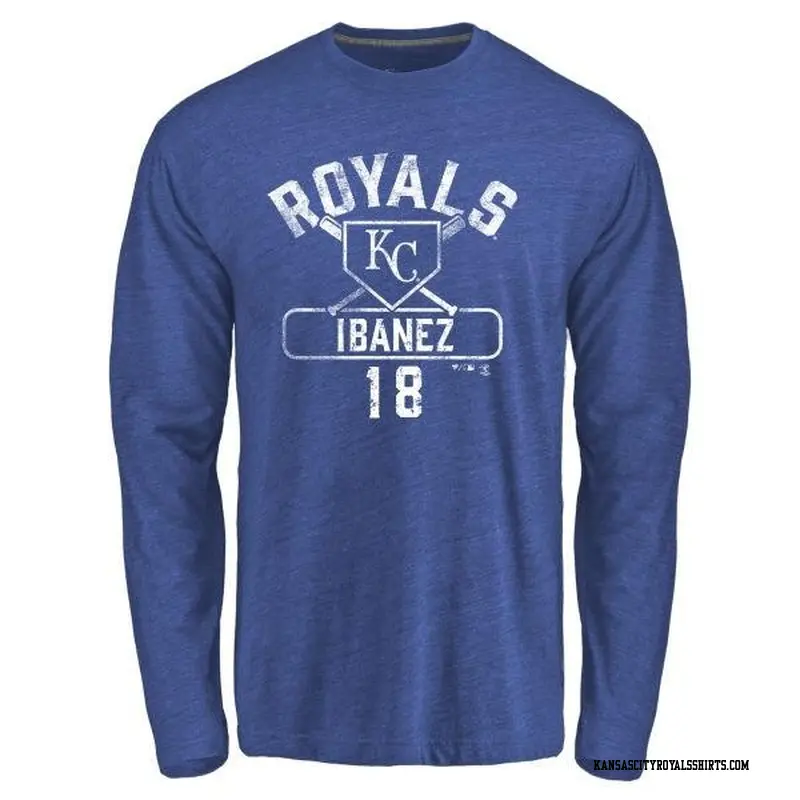 Men's Kansas City Royals ＃18 Raul Ibanez Royal Branded Base Runner Long Sleeve T-Shirt