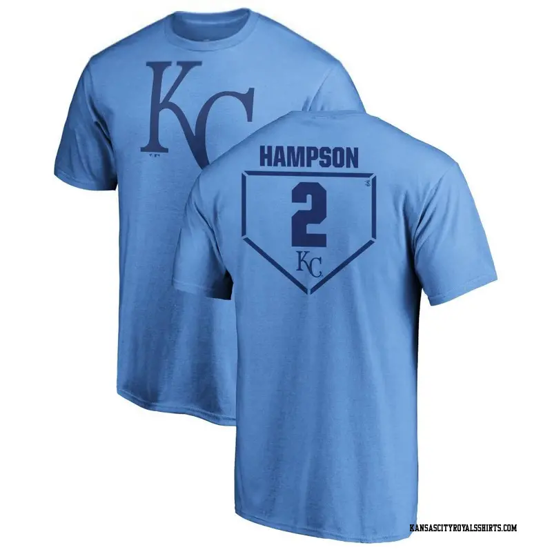 Men's Kansas City Royals ＃2 Garrett Hampson Light Blue RBI T-Shirt