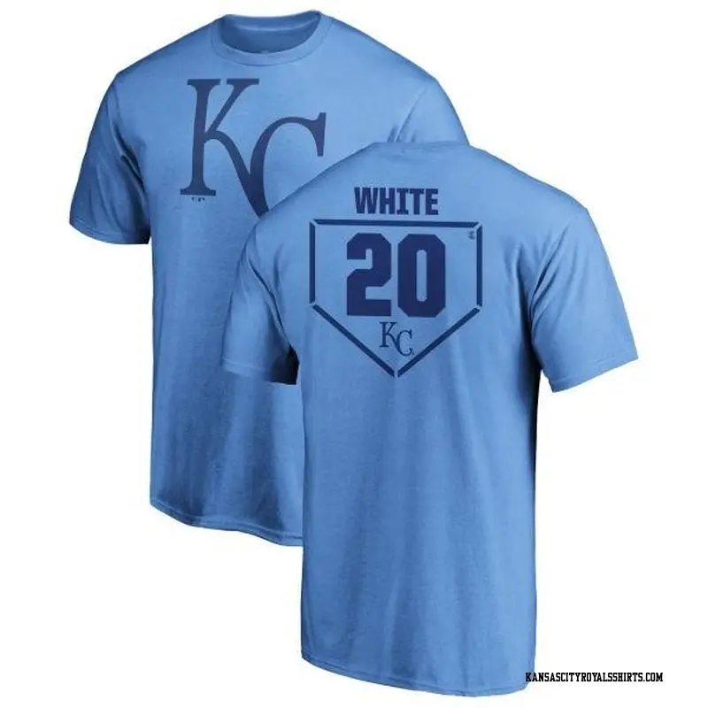 Men's Kansas City Royals ＃20 Frank White Light Blue Branded RBI T-Shirt