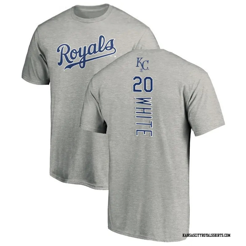 Men's Kansas City Royals ＃20 Frank White White Frank Backer T-Shirt Ash