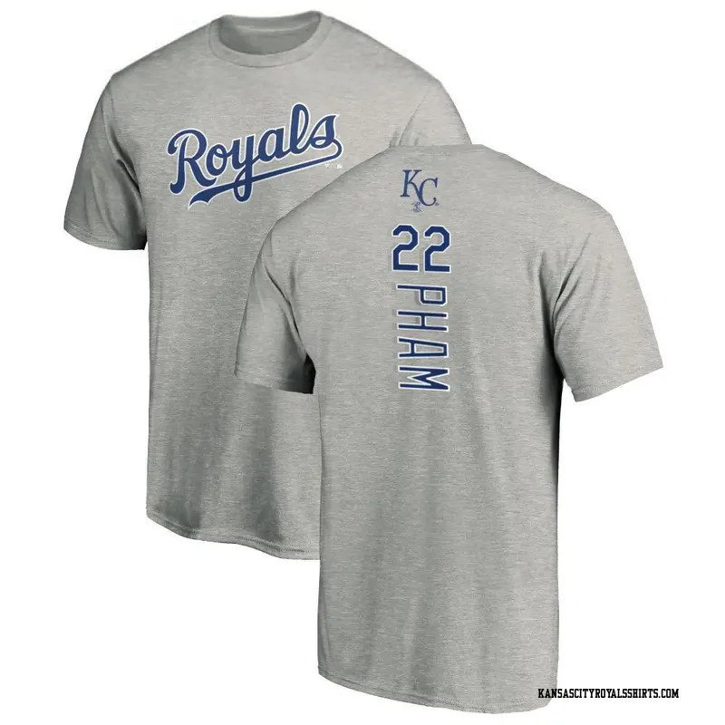 Men's Kansas City Royals ＃22 Tommy Pham Royal Backer T-Shirt Ash