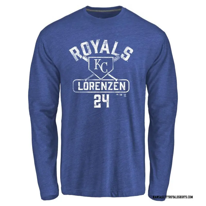 Men's Kansas City Royals ＃24 Michael Lorenzen Royal Base Runner Long Sleeve T-Shirt