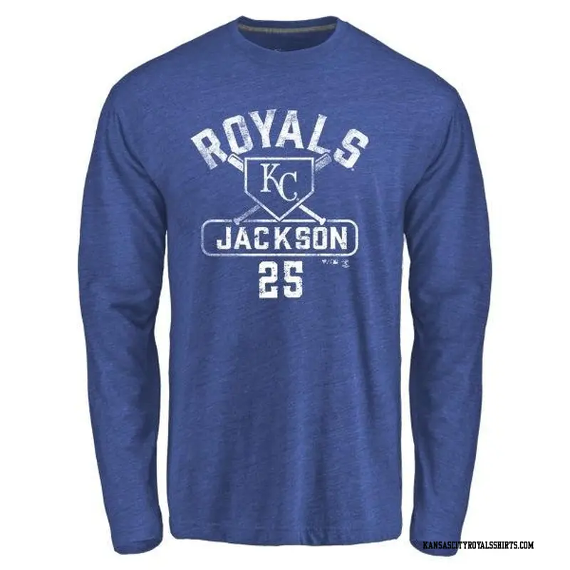 Men's Kansas City Royals ＃25 Danny Jackson Royal Branded Base Runner Long Sleeve T-Shirt