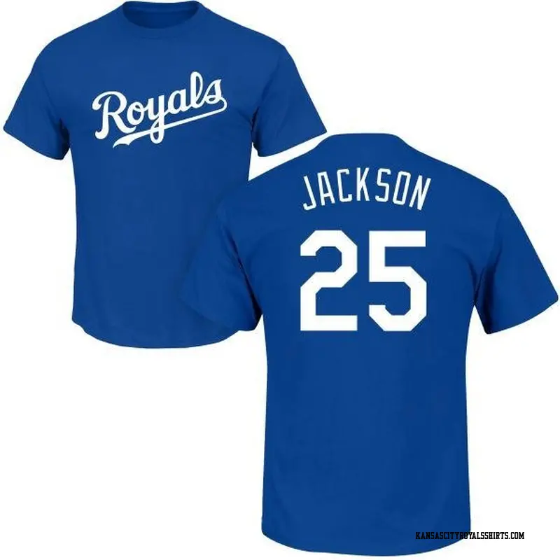 Men's Kansas City Royals ＃25 Danny Jackson Royal Roster Name & Number T-Shirt