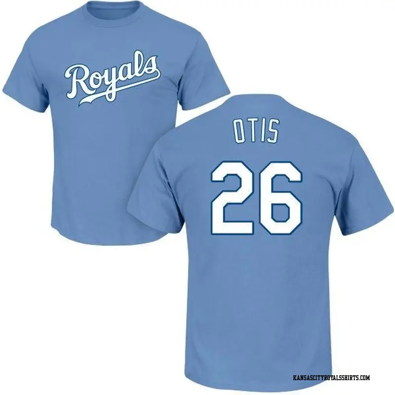 Men's Kansas City Royals ＃26 Amos Otis Light Blue Roster Name & Number T-Shirt