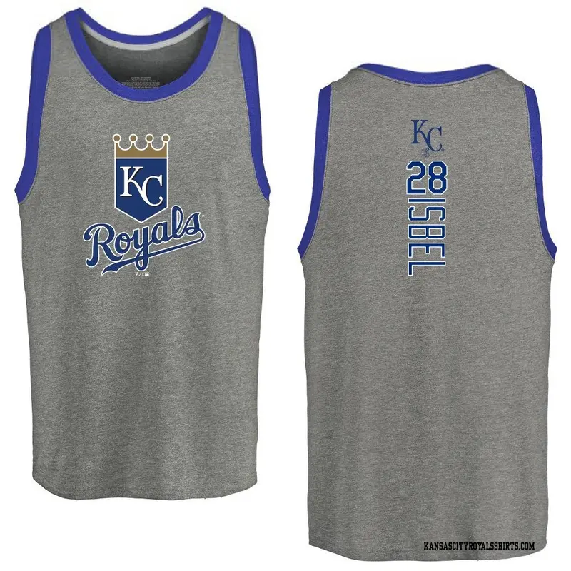 Men's Kansas City Royals ＃28 Kyle Isbel Royal Branded Backer Tank Top Ash