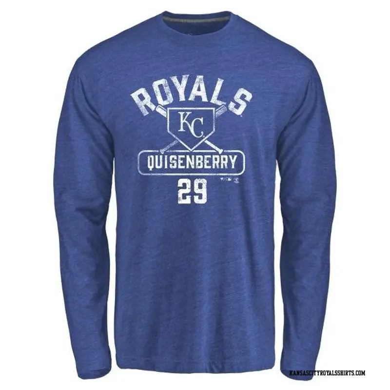 Men's Kansas City Royals ＃29 Dan Quisenberry Royal Branded Base Runner Long Sleeve T-Shirt