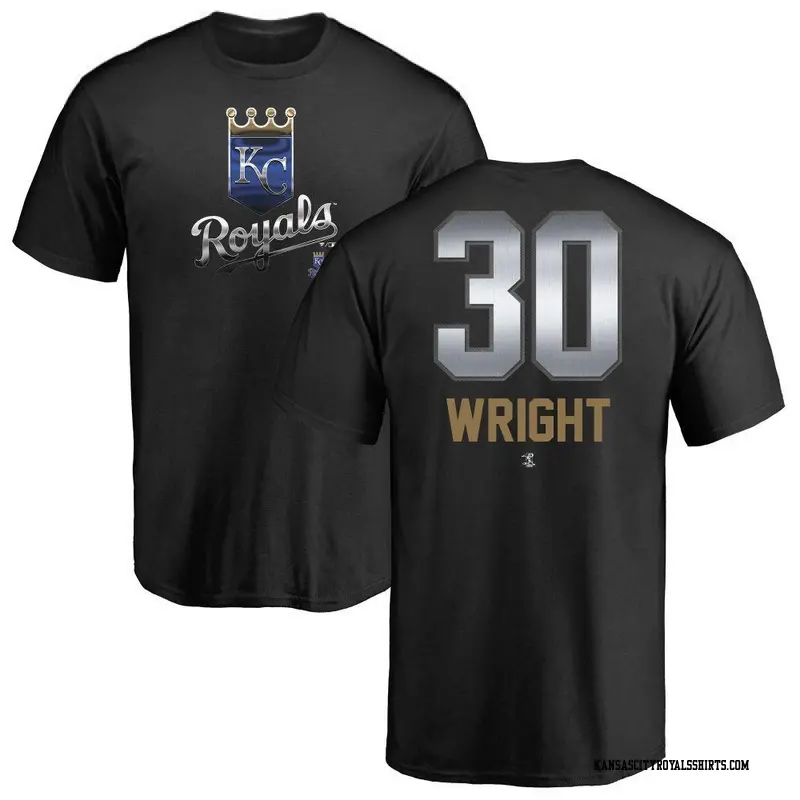 Men's Kansas City Royals ＃30 Kyle Wright Black Midnight Mascot T-Shirt