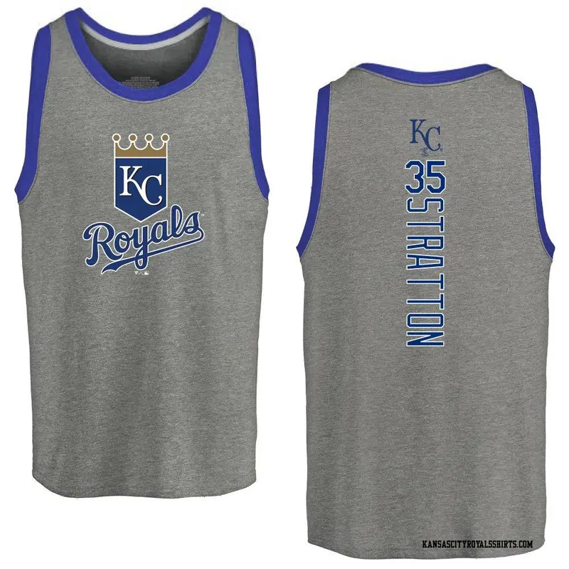 Men's Kansas City Royals ＃35 Chris Stratton Royal Backer Tank Top Ash