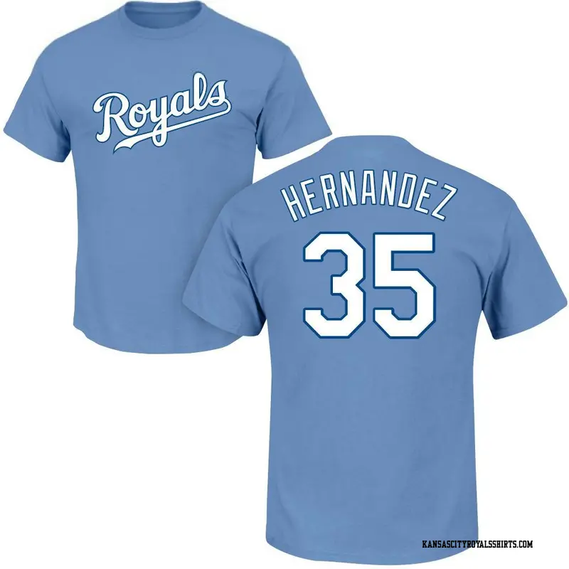 Men's Kansas City Royals ＃35 Diego Hernandez Light Blue Roster Name & Number T-Shirt