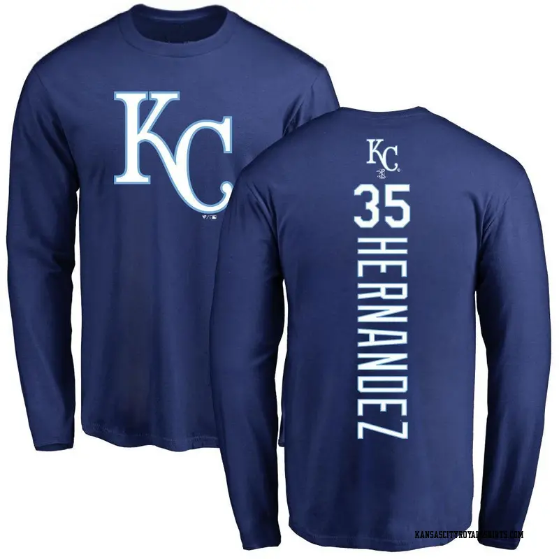 Men's Kansas City Royals ＃35 Diego Hernandez Royal Backer Long Sleeve T-Shirt