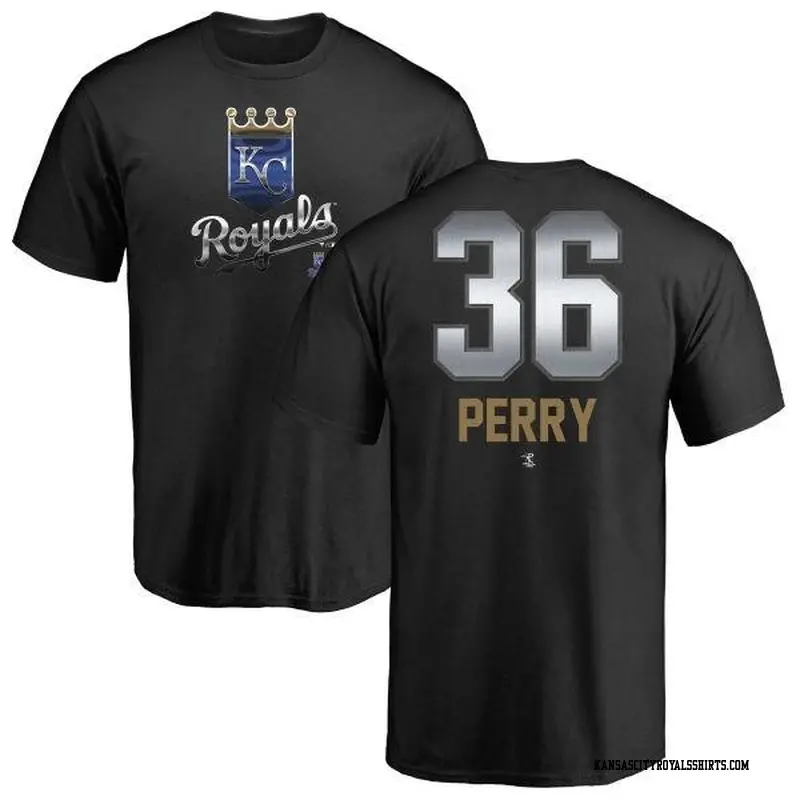 Men's Kansas City Royals ＃36 Gaylord Perry Black Branded Midnight Mascot T-Shirt