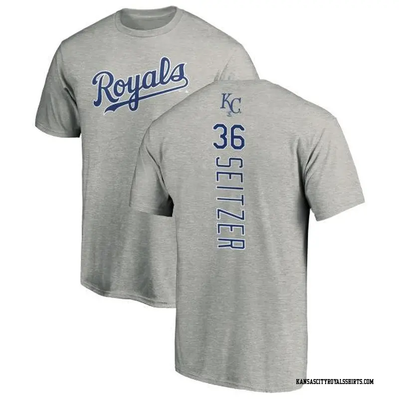 Men's Kansas City Royals ＃36 Kevin Seitzer Royal Backer T-Shirt Ash