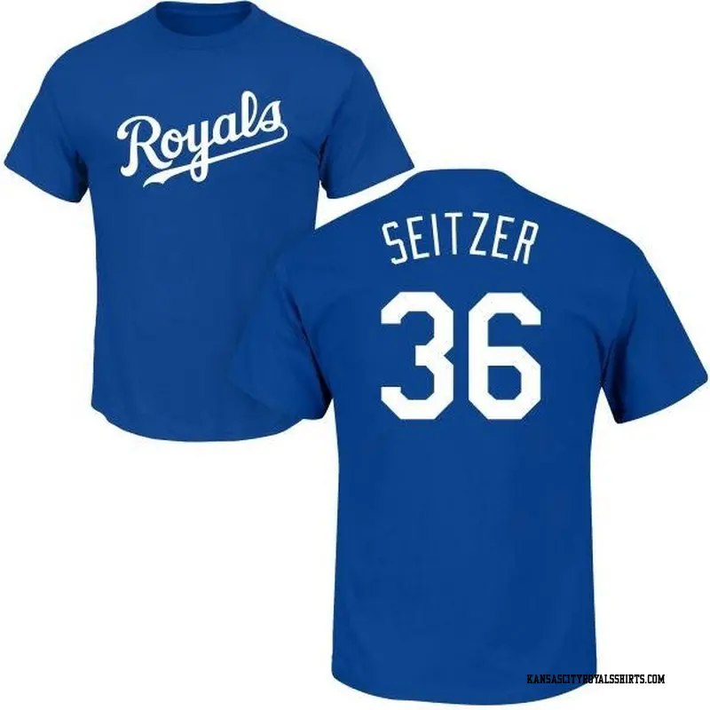 Men's Kansas City Royals ＃36 Kevin Seitzer Royal Roster Name & Number T-Shirt