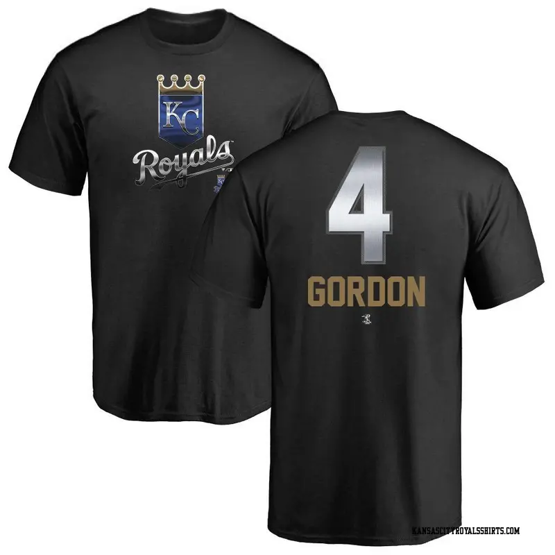 Men's Kansas City Royals ＃4 Alex Gordon Black Branded Midnight Mascot T-Shirt