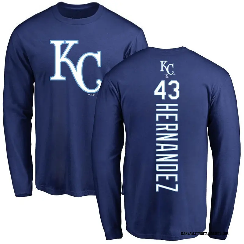 Men's Kansas City Royals ＃43 Carlos Hernandez Royal Backer Long Sleeve T-Shirt