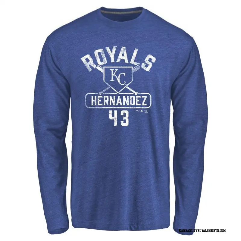 Men's Kansas City Royals ＃43 Carlos Hernandez Royal Branded Base Runner Long Sleeve T-Shirt