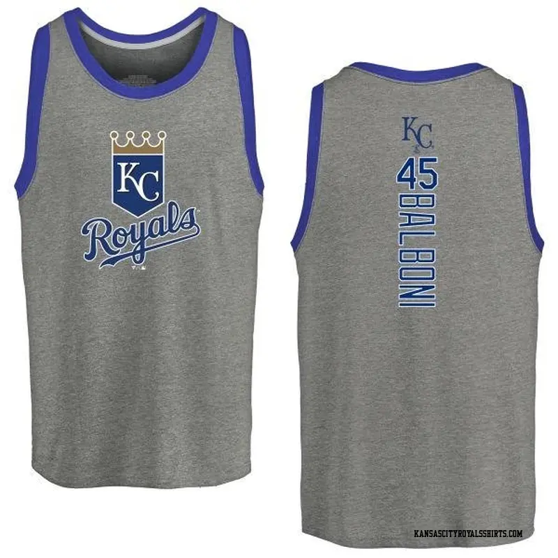 Men's Kansas City Royals ＃45 Steve Balboni Royal Branded Backer Tank Top Ash