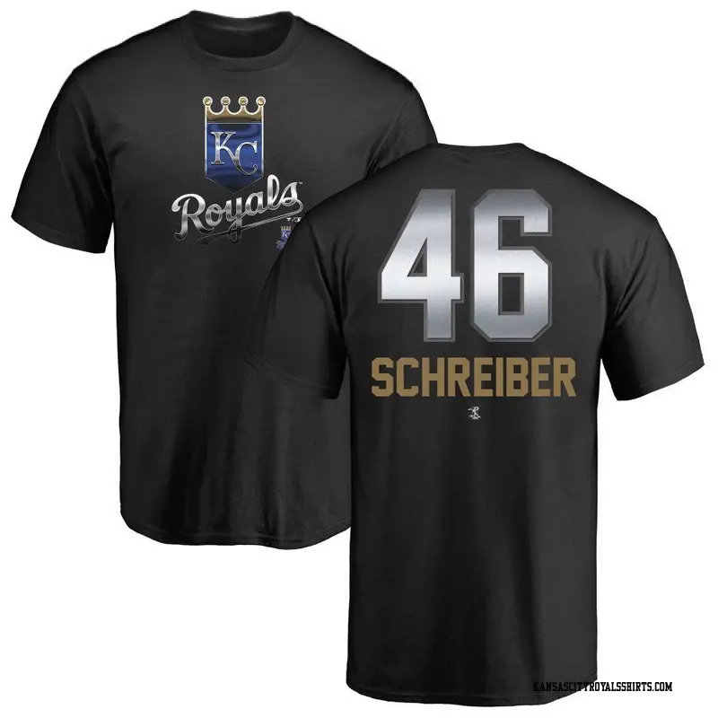 Men's Kansas City Royals ＃46 John Schreiber Black Midnight Mascot T-Shirt